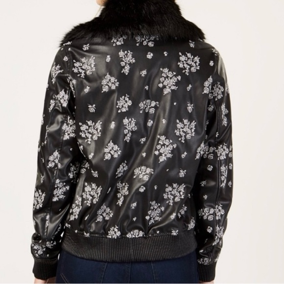 Michael Michael Kors Embroidered Faux-Fur-Trim Bomber Jacket - Picture 2 of 8
